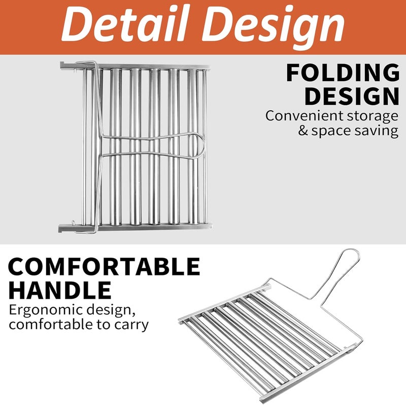 VinBee Large Hotdog Roller Stainless Steel Hot Dog Sausage Roller Rack BBQ Sausage Roller Rack Hot Dog Roller for Grill Evenly Cooked Hot Dogs(Large) - Image 3